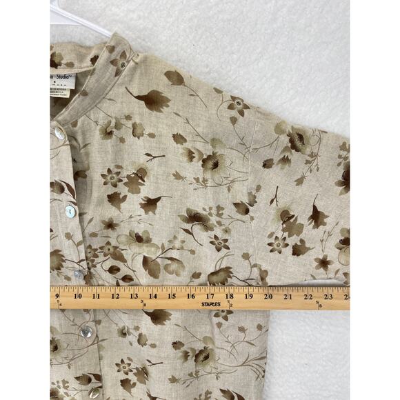 Vintage Cotton Studio Linen Shirt Men’s S Beige Button Up Made in USA Casual - Picture 5 of 7